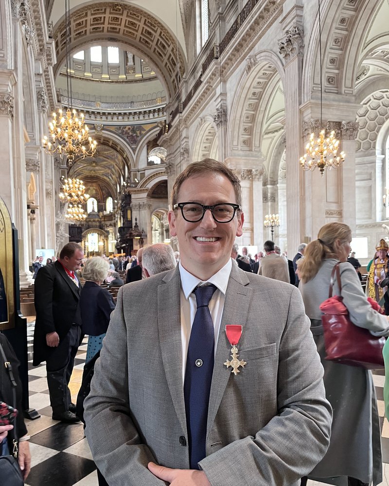 Daniel Croft MBE, Founder of Thrive Children Services, pictured at his MBE investiture at St Paul's Cathedral